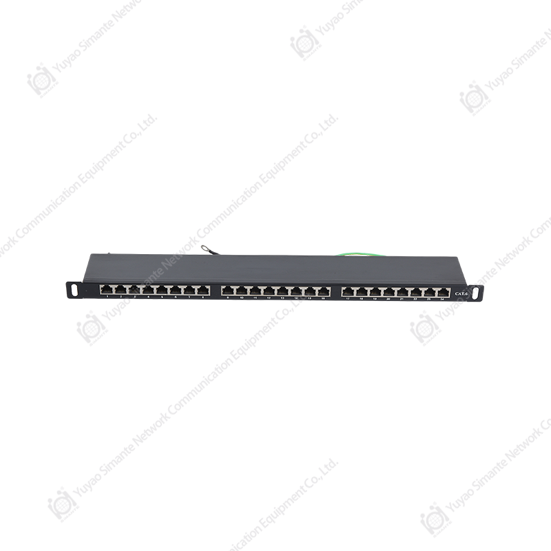 SMT-2020K24C6-FTP، لوحة التصحيح CAT6 الفارغة المحمية بدرجة 90 مع منفذ 0.5U24