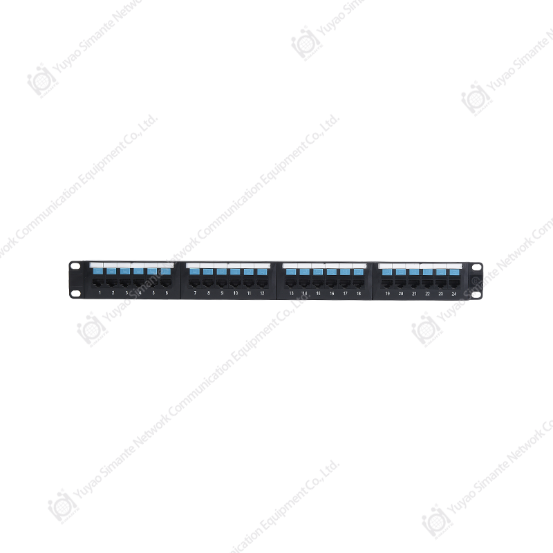 SMT-2026H24C6، لوحة التصحيح CAT5E UTP بدرجة 180 مع منفذ 1U24