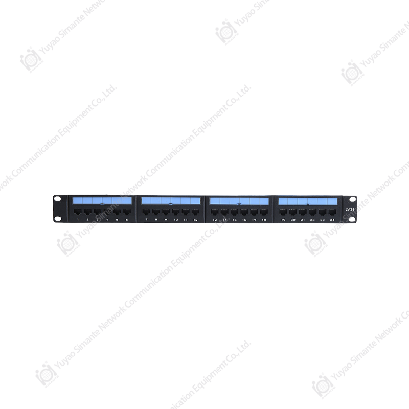 SMT-2043D24C6، لوحة التصحيح CAT6 UTP بدرجة 180 مع منفذ 1U24