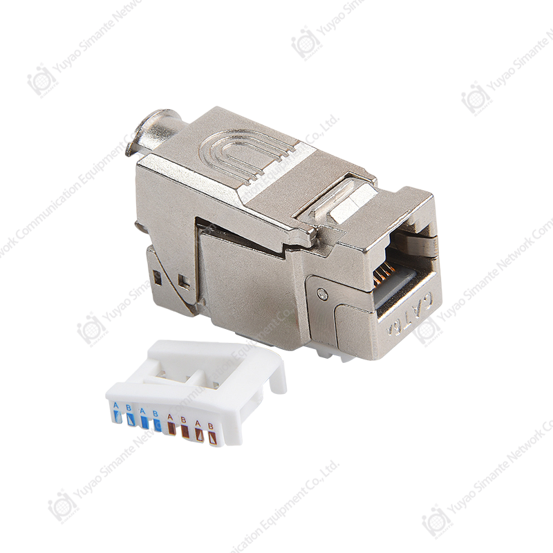 SMT-1043T8C6A-FTP، وحدة الشبكةCAT6A مع 90 درجة من محمية بدون أدوات